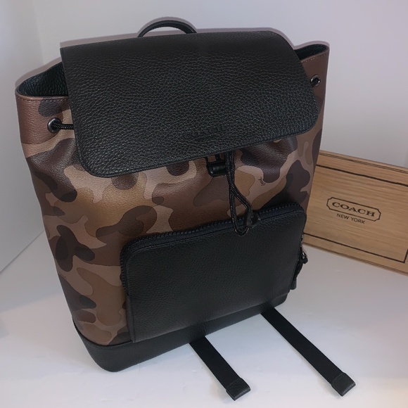 NWT - COACH BROWN/BLACK CAMO BACKPACK - AUTHENTIC! - Picture 1 of 13